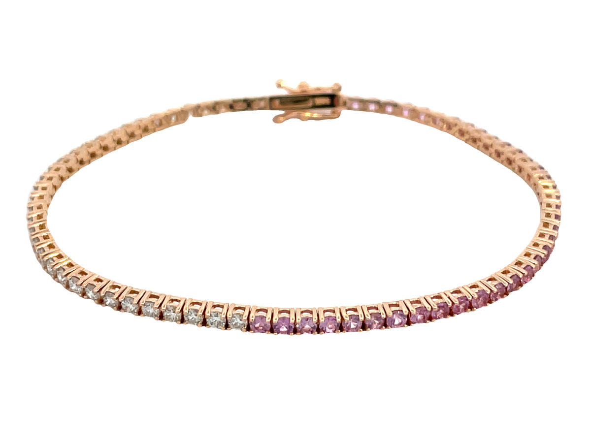 PINK SAPPHIRE & DIAMOND HALF & HALF TENNIS BRACELET