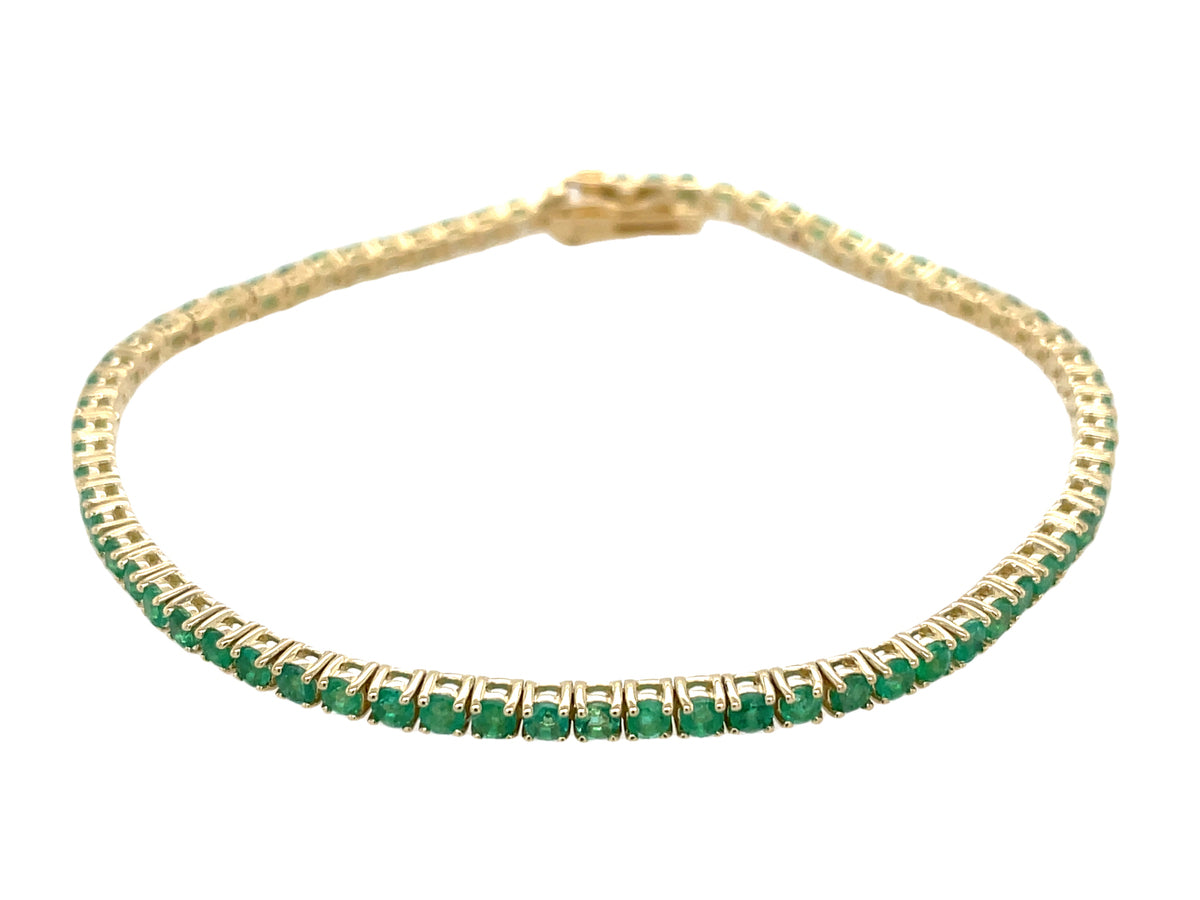 EMERALD BRACELET, 6.5", 14KY (O)