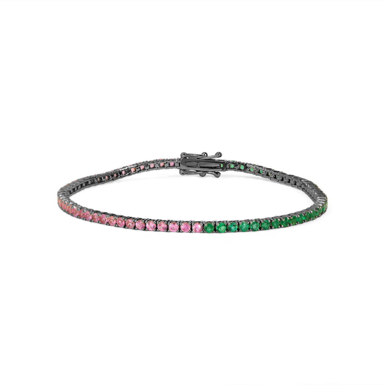Emerald & Pink Sapphire Tennis Bracelet