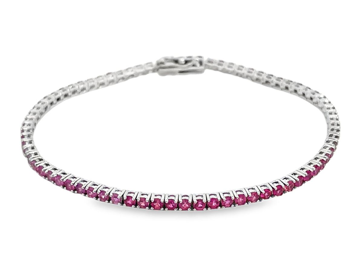 PINK SAPPHIRE 1 TURN SHADING, 7" BRACELET