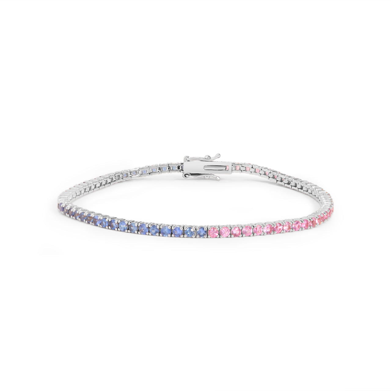 Blue & Pink Sapphire Tennis Bracelet