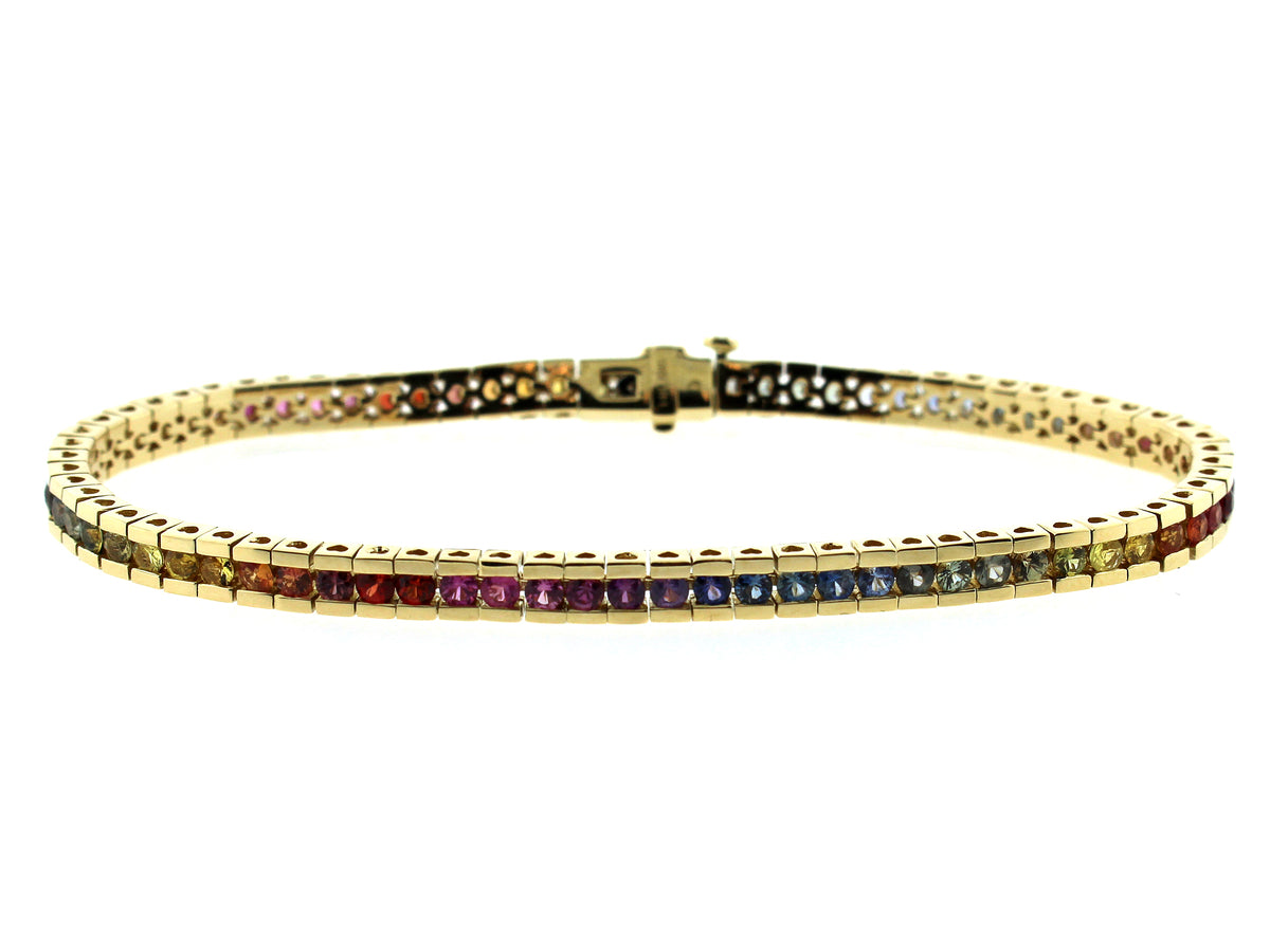 RAINBOW SAPPHIRE BRACELET, 14KY (H/U)