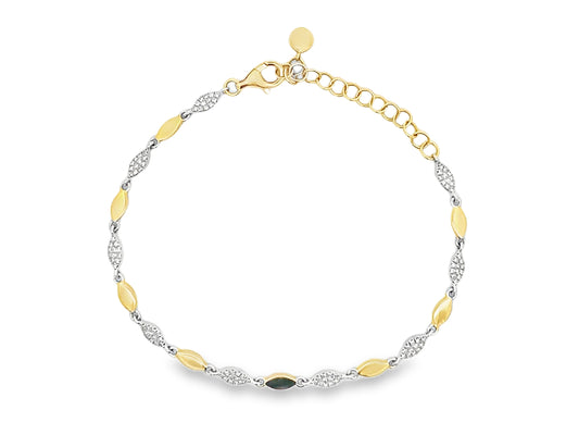 DIAMOND DISC ALTERNATING MARQUISE BRACELET, 6" + 1.5"