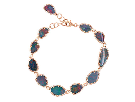 BLACK OPAL DOUBLET & DIAMOND BRACELET, 18KR (ASBL)