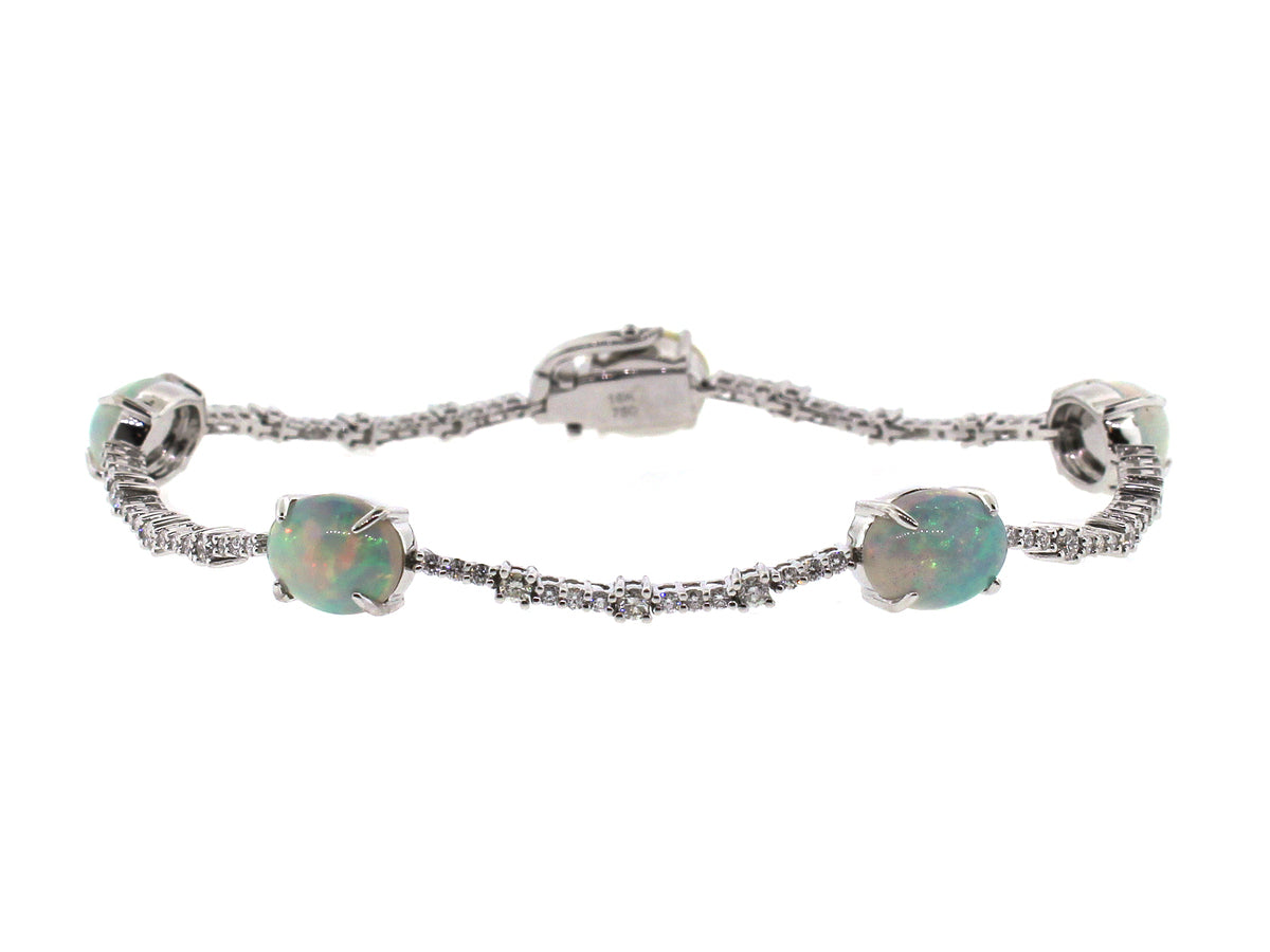OPAL & DIAMOND BRACELET, 18KW (O)