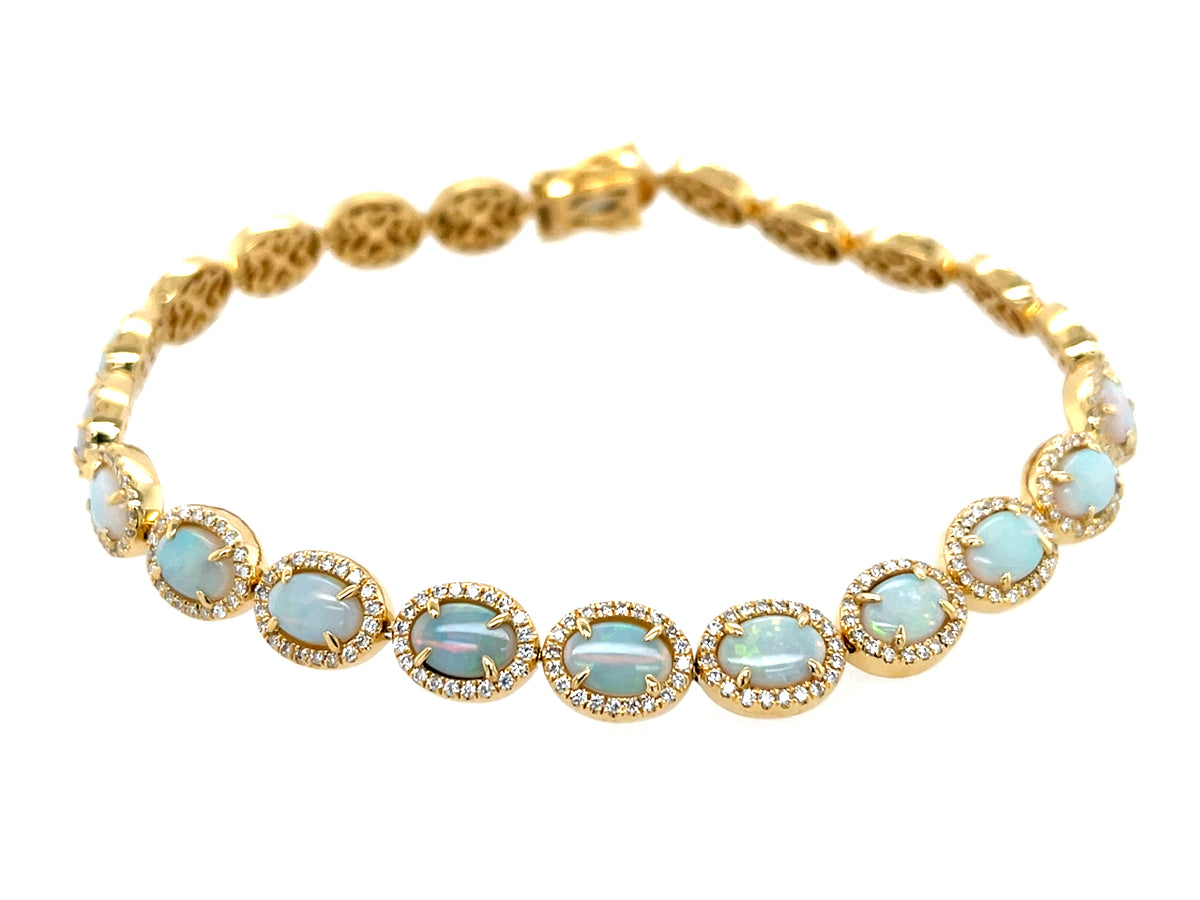OPAL & DIAMOND HALO BRACELET, 7.25"