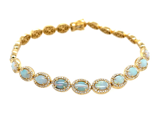 OPAL & DIAMOND HALO BRACELET, 7.25"
