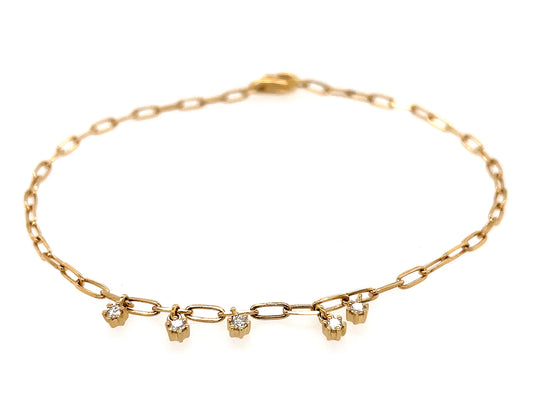 DIAMOND 5 CHARM PAPERCLIP CHAIN BRACELET