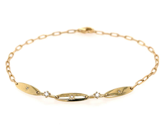 DIAMOND 3 SECTION STAR PAPERCLIP CHAIN BRACELET
