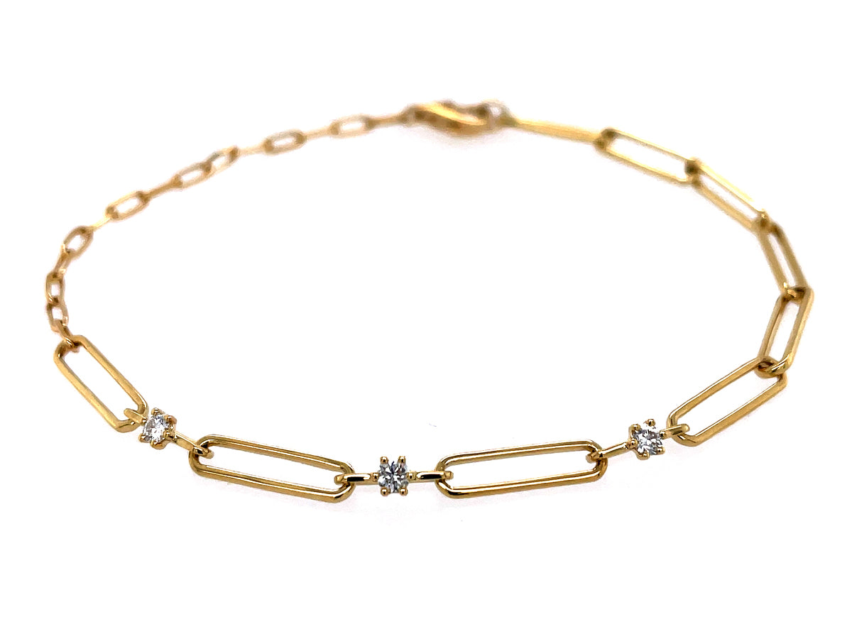DIAMOND 2 GAUGE PAPERCLIP CHAIN BRACELET, 7"