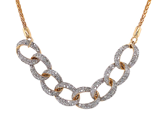 DIAMOND PAVE LINK BRACELET, 9.5"  BOLO, 14KY (N)