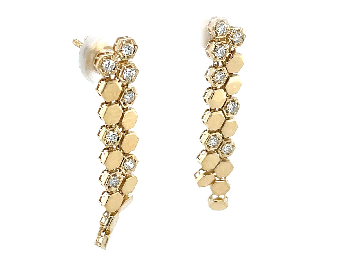 Diamond Honeycomb Dangle Earring, 32mm