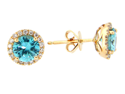 BLUE ZIRCON & DIAMOND EARRING