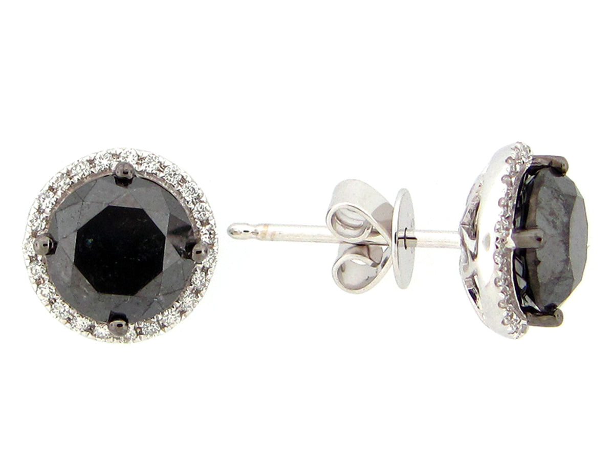 BLACK & WHITE DIAMOND EARRING, 14KW (R/H)
