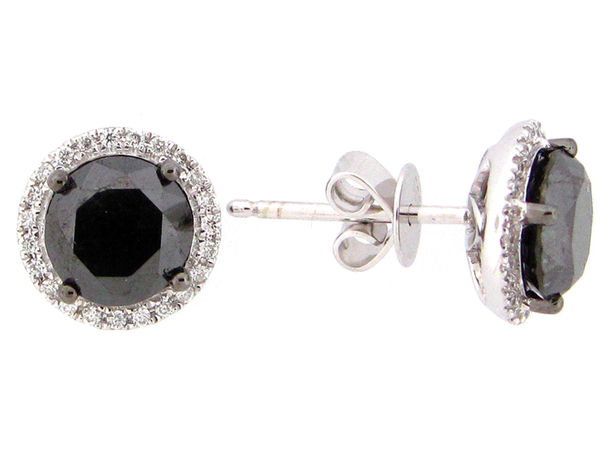 BLACK & WHITE DIAMOND EARRING, 14KW (R/H)