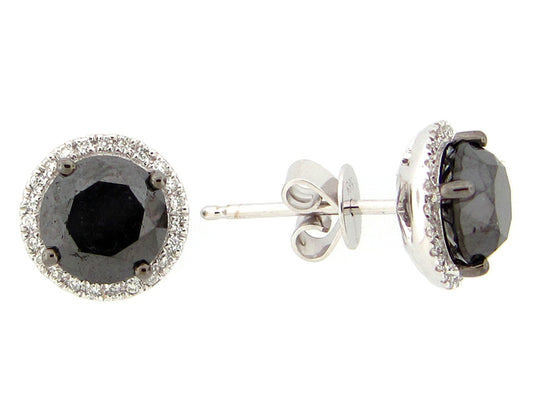 BLACK & WHITE DIAMOND EARRING, 14KW (R/H)
