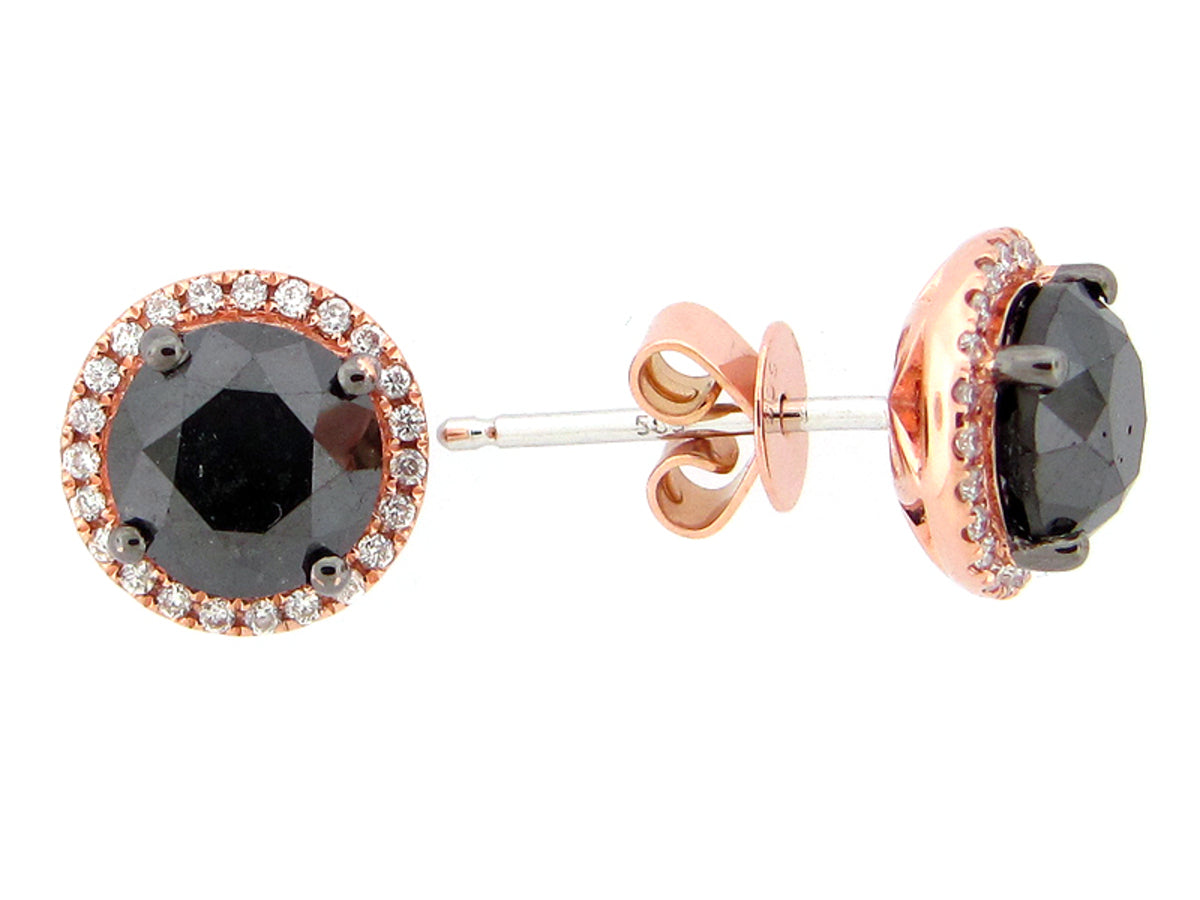 BLACK & WHITE DIAMOND EARRING, 14KR (R/H)