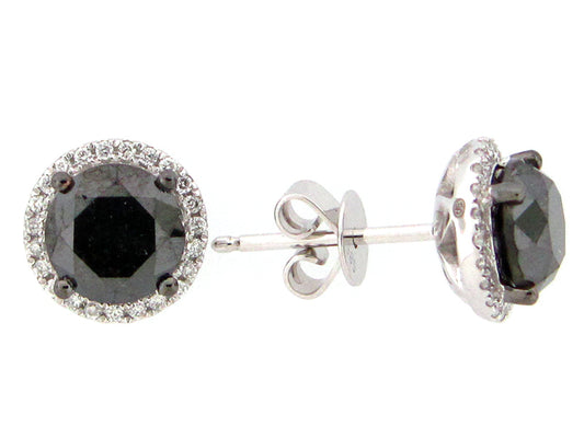 BLACK & WHITE DIAMOND EARRING, 14KW (R/H)
