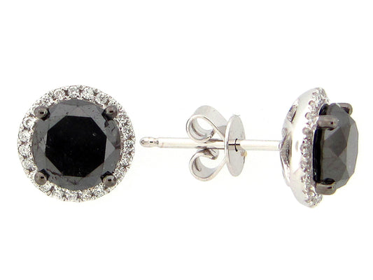 BLACK & WHITE DIAMOND EARRING, 14KW (R/H)