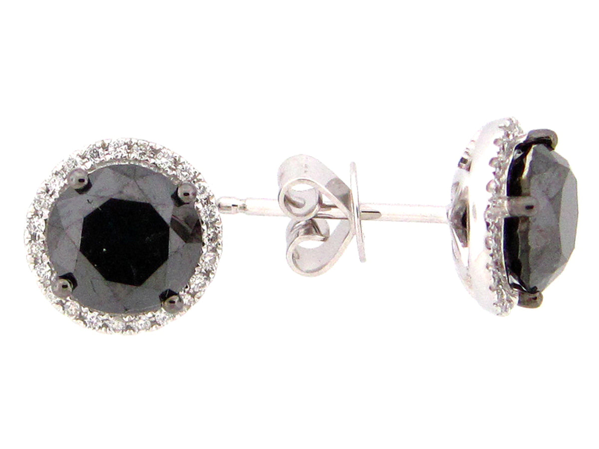BLACK & WHITE DIAMOND EARRING, 14KW (R/H)