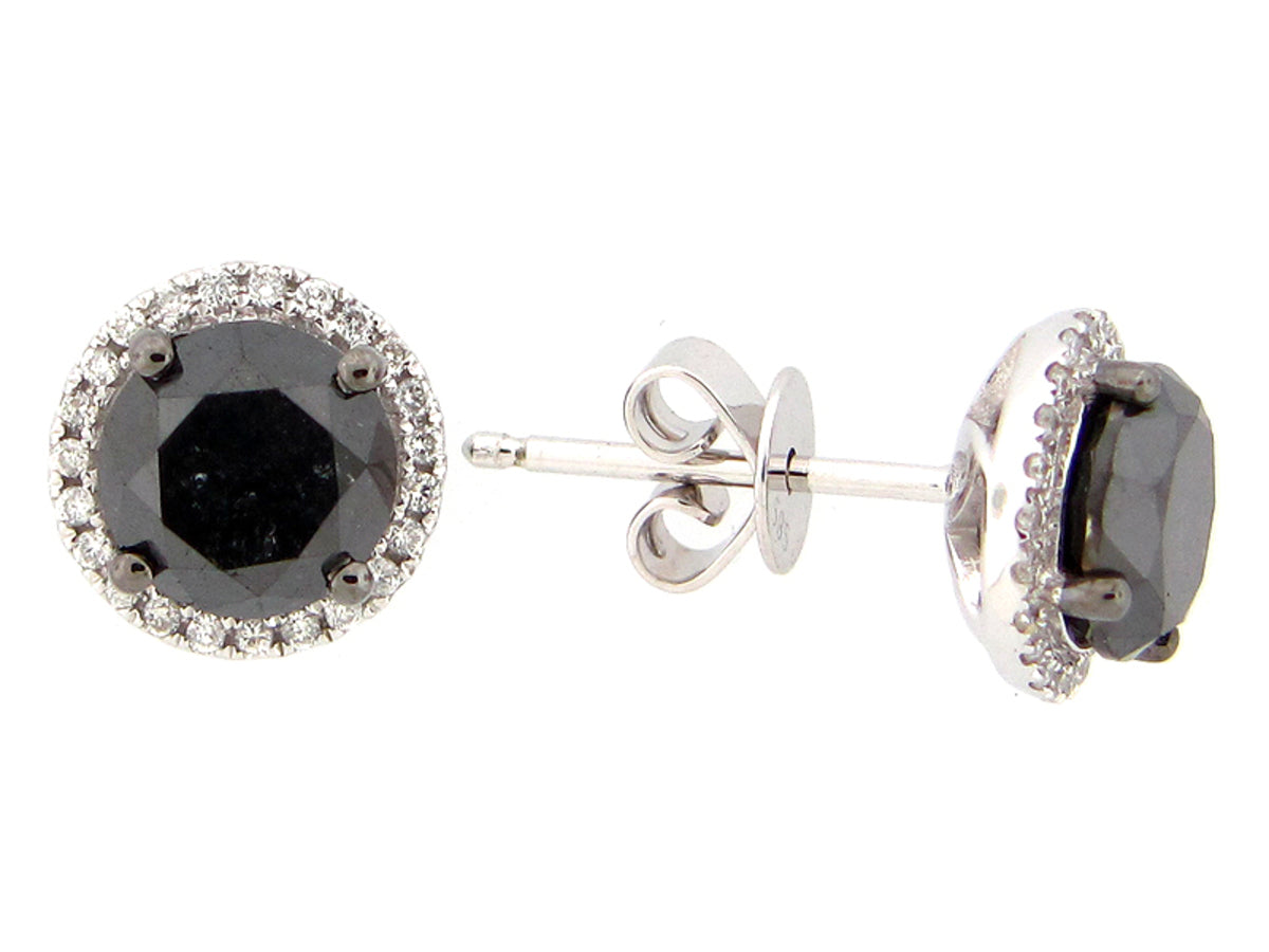BLACK & WHITE DIAMOND EARRING, 14KW (R/H)