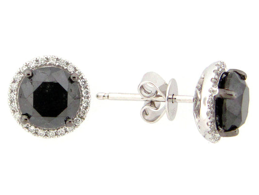 BLACK & WHITE DIAMOND EARRING, 14KW (R/H)