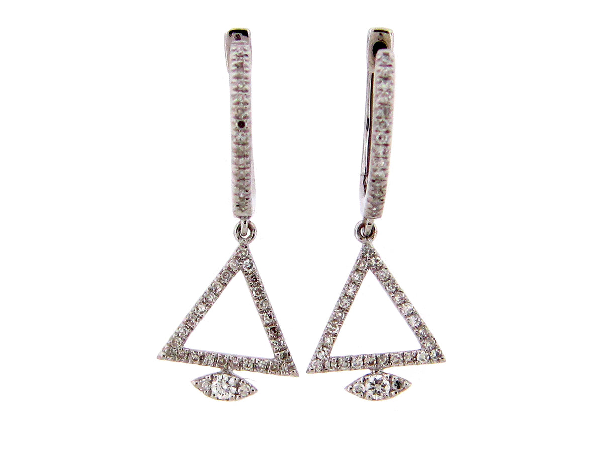 DIAMOND TRIANGLE DANGLE EARRING, 14KW (N)