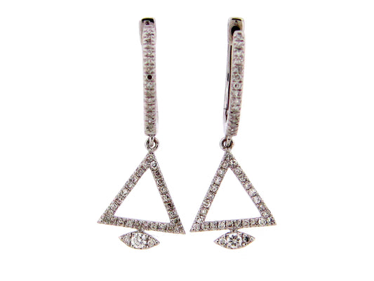 DIAMOND TRIANGLE DANGLE EARRING, 14KW (N)
