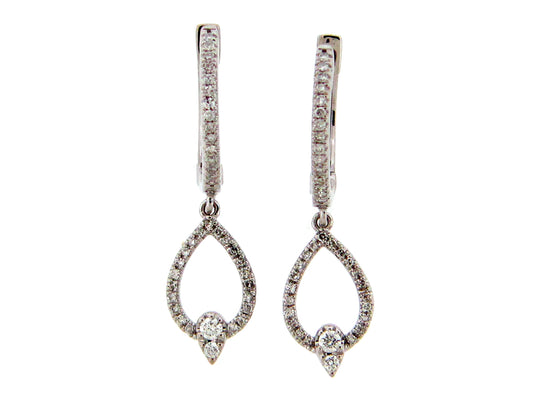 DIAMOND PEAR DANGLE EARRING, 14KW (N)