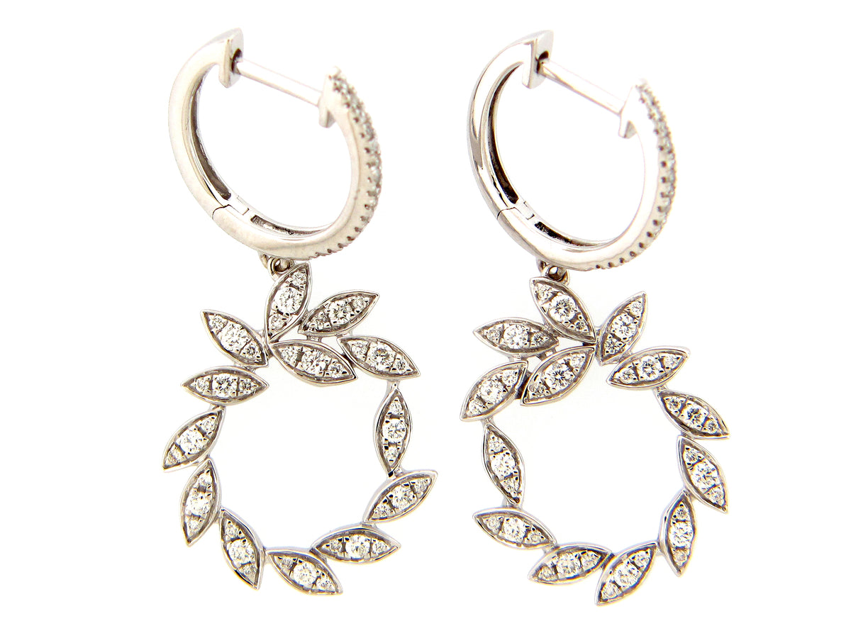 DIAMOND WREATH DANGLE EARRING, 14KW (N)