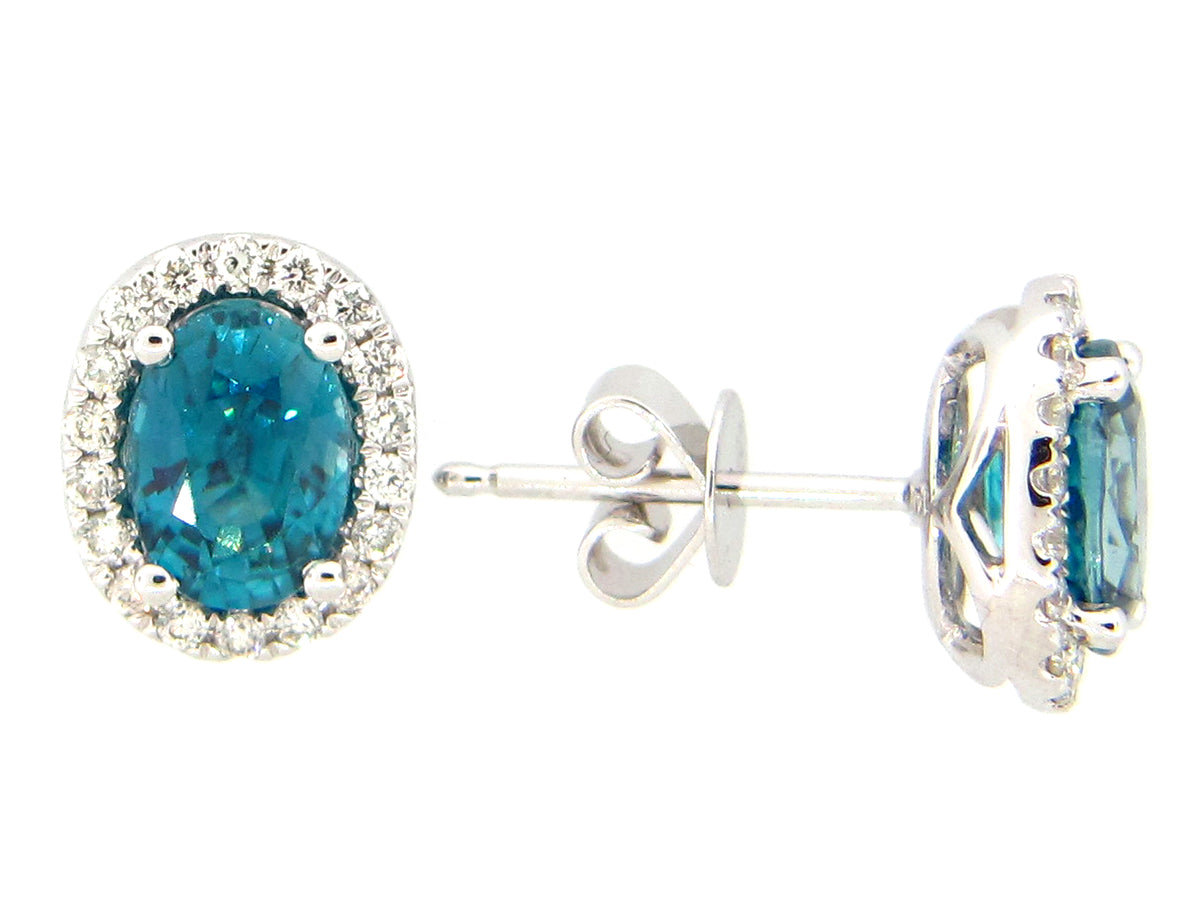 BLUE ZIRCON & DIAMOND EARRING