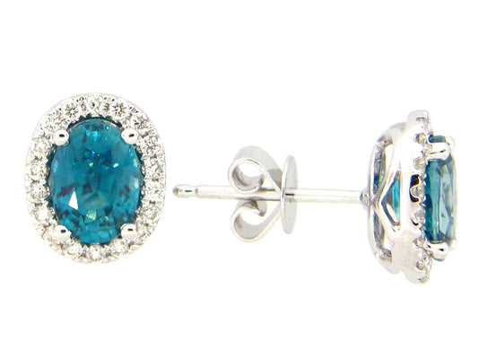 BLUE ZIRCON & DIAMOND EARRING
