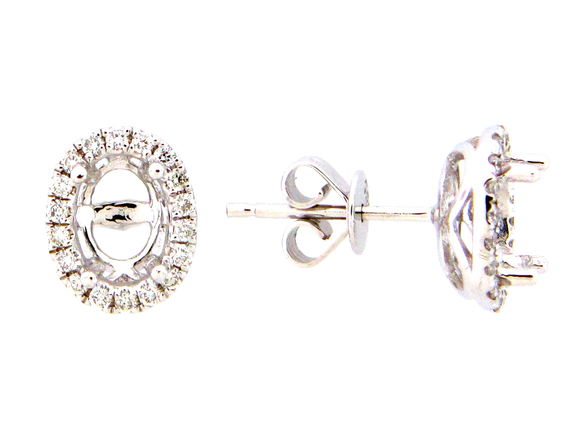 DIAMOND OVAL SEMI MOUNT EARRING