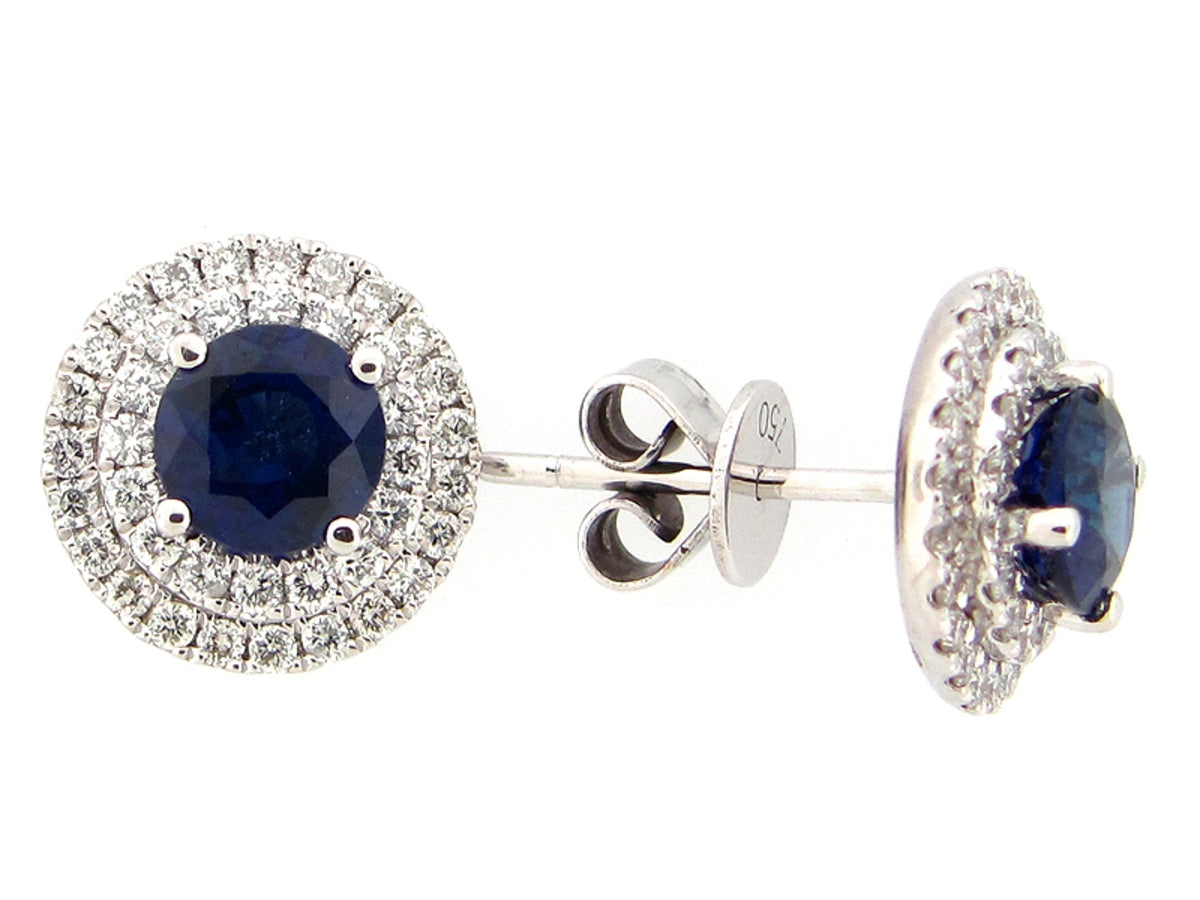 SAPPHIRE & DIAMOND EARRING, 18KW (H)