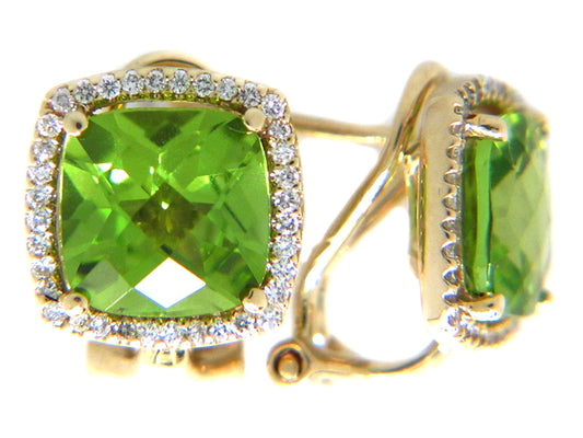 PERIDOT & DIAMOND EARRING, 14KY (N), C=4.66