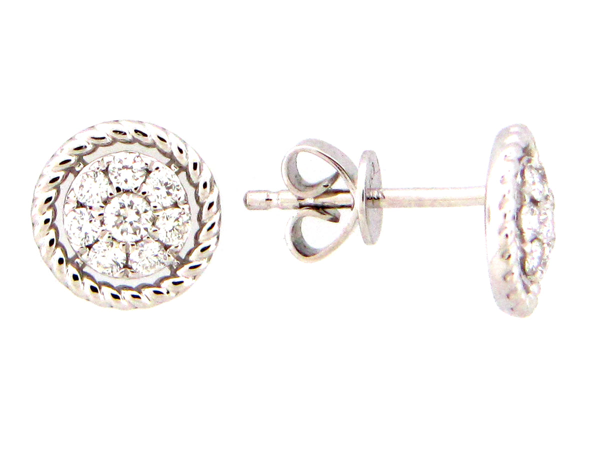 DIAMOND CLUSTER BRAIDED EDGE STUD EARRING