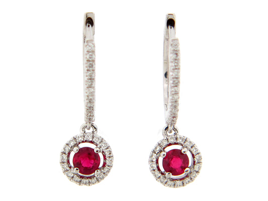 RUBY & DIAMOND EARRING, 14KW (H)