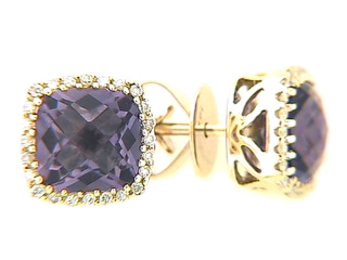 AMETHYST & DIAMOND EARRING, 14KY (H), C=3.10
