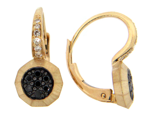 BLACK & WHITE DIAMOND EARRING, 14KY (R)