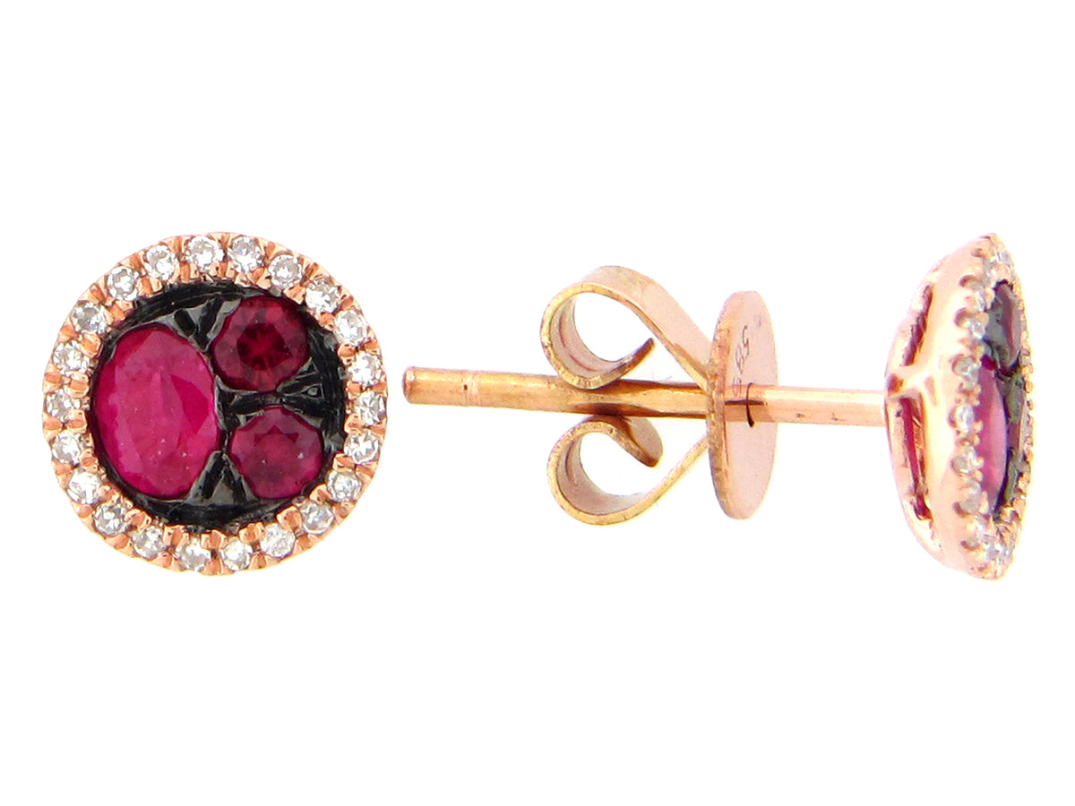 RUBY & DIAMOND ROUND STUD EARRING