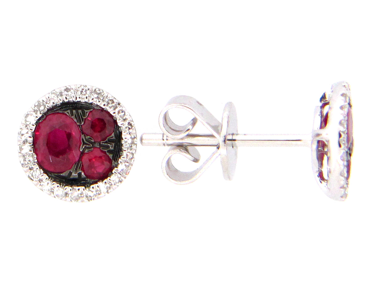 RUBY & DIAMOND ROUND STUD EARRING