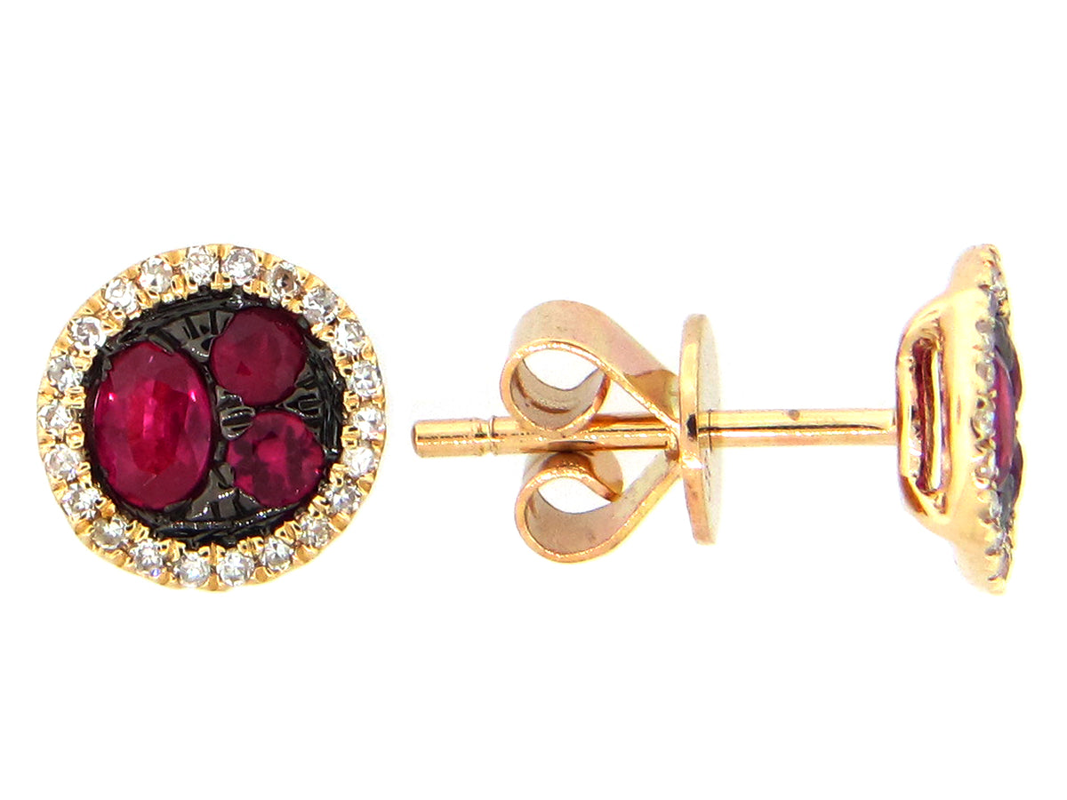 RUBY & DIAMOND ROUND STUD EARRING