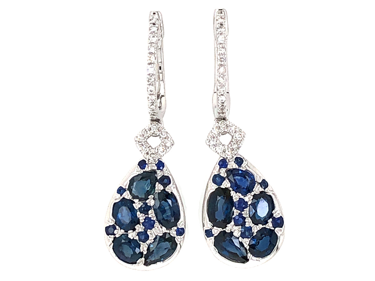 SAPPHIRE & DIAMOND EARRING, 14KW (H)