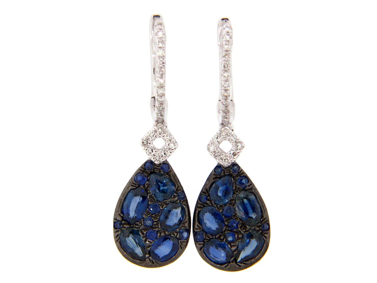 SAPPHIRE & DIAMOND EARRING, 14KW (H)