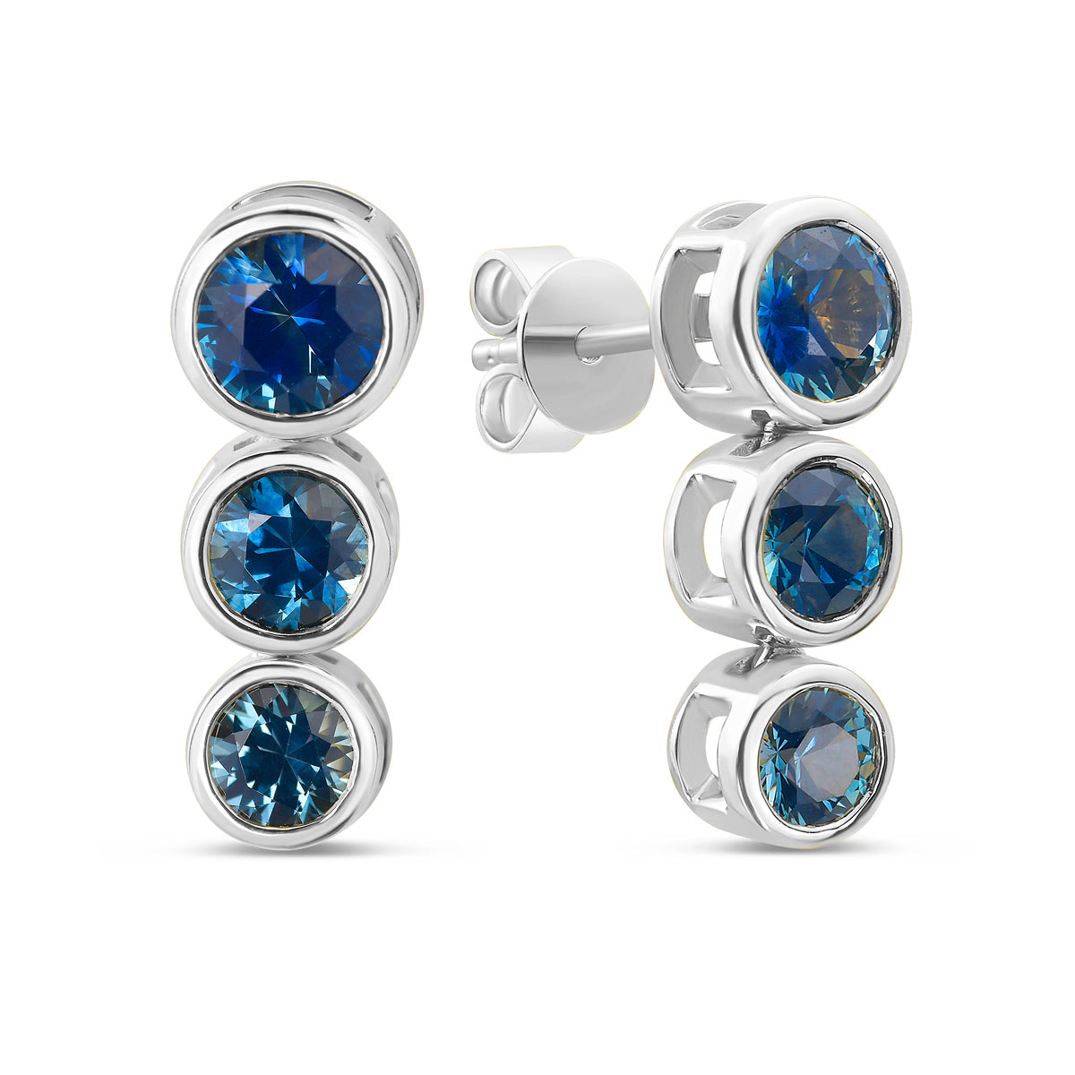 Montana Sapphire Trio Bezel Earring