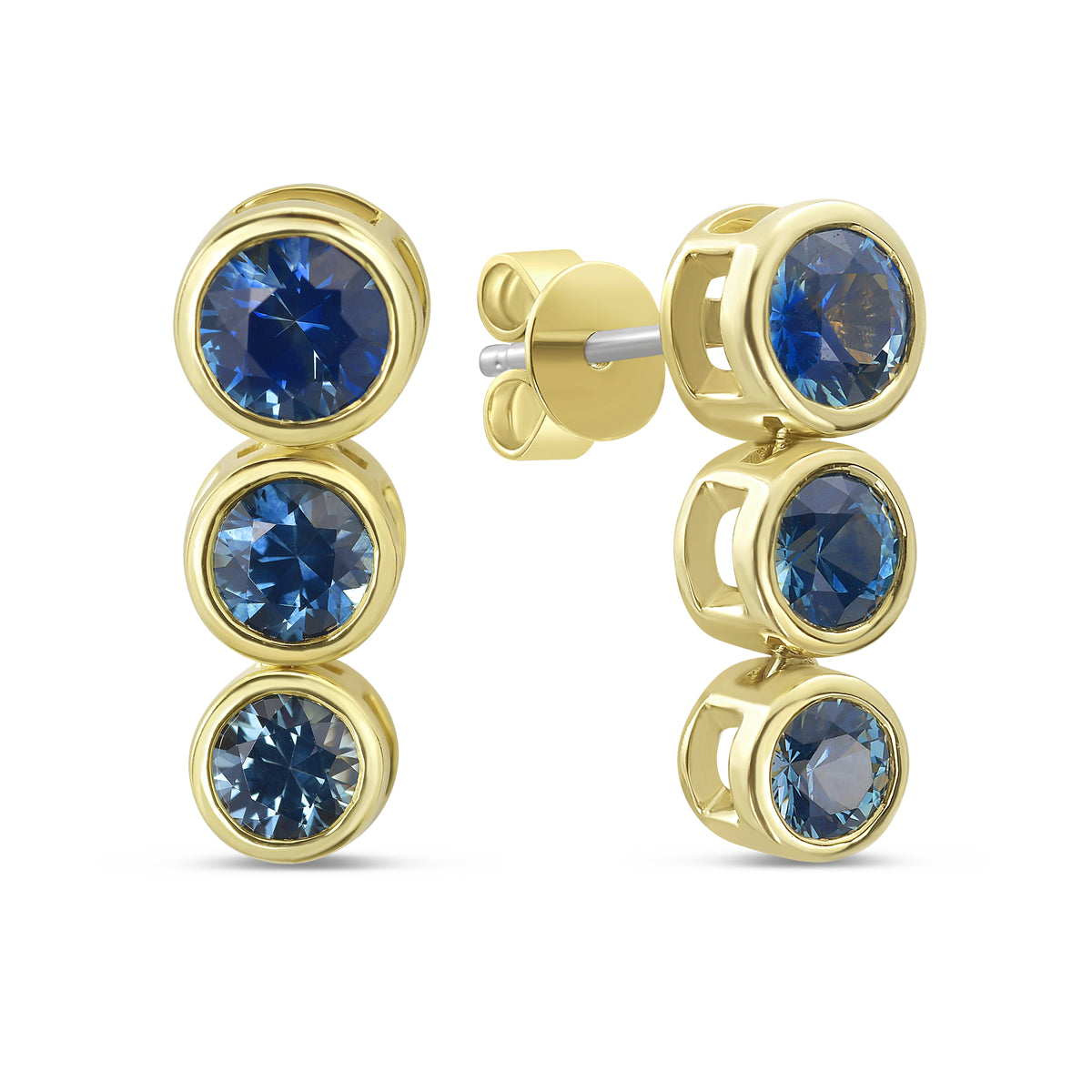Montana Sapphire Trio Bezel Earring