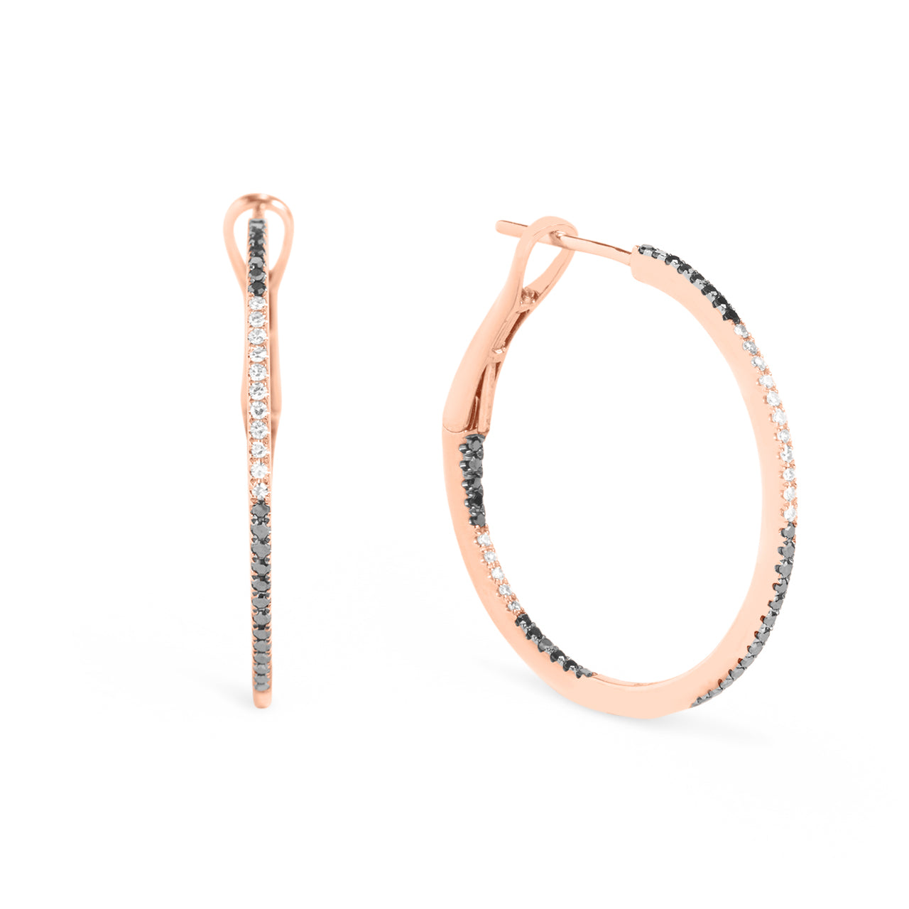 Black & White Diamond Classic Slip Hoop Earring