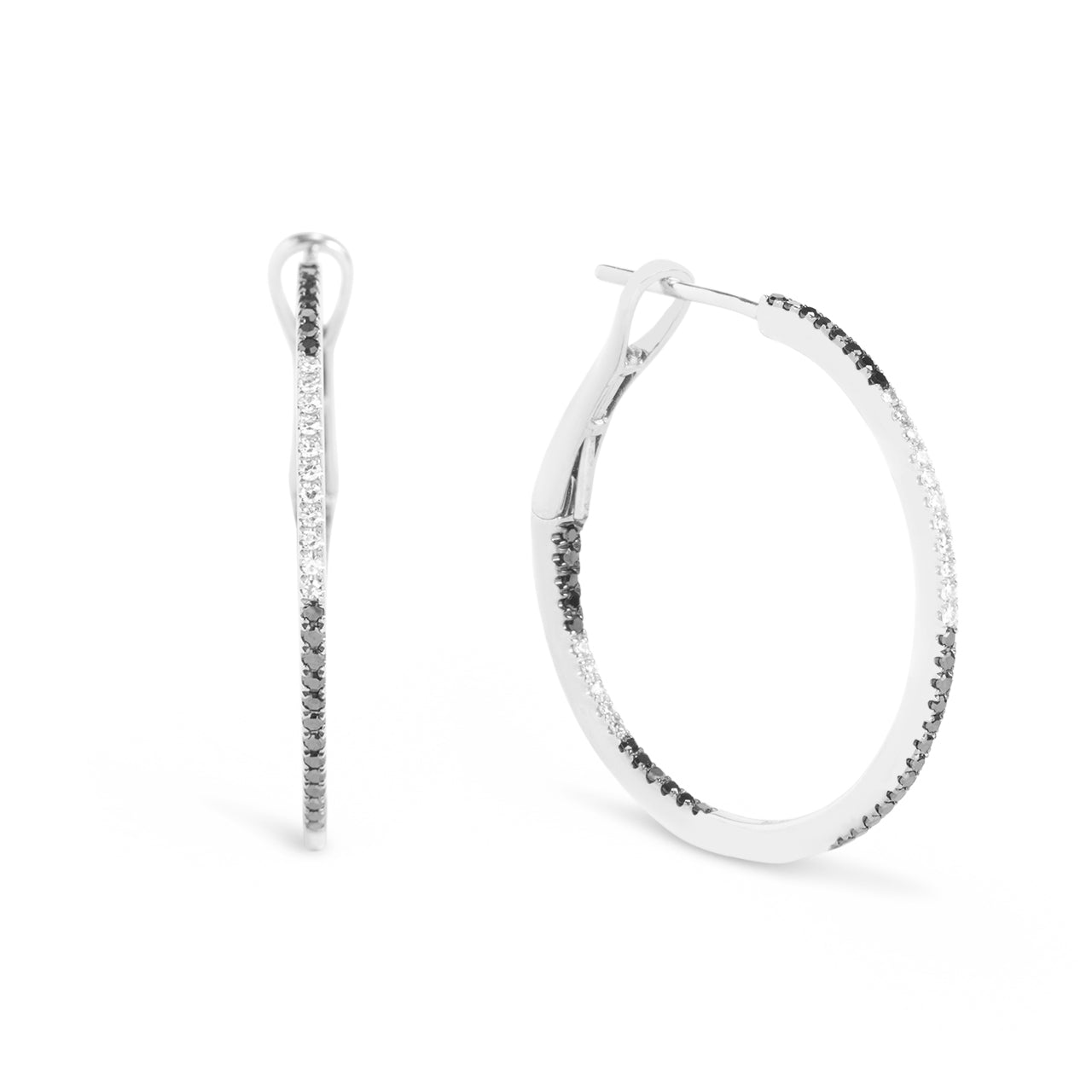 Black & White Diamond Classic Slip Hoop Earring
