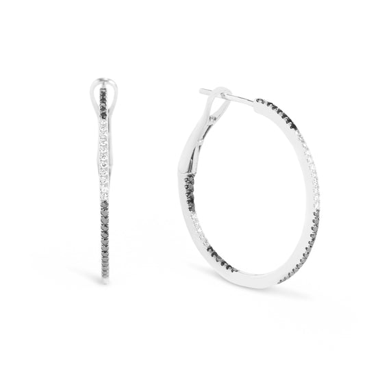 Black & White Diamond Classic Slip Hoop Earring