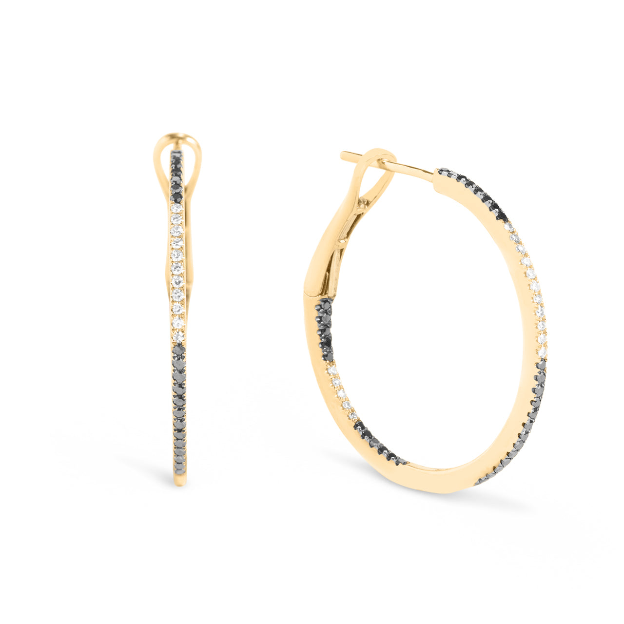 Black & White Diamond Classic Slip Hoop Earring